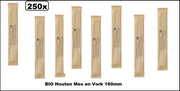 250x BIO Houten Mes en Vork 160mm per stuk verpakt - Take away food eten restaurant festival thema feest BBQ FSC