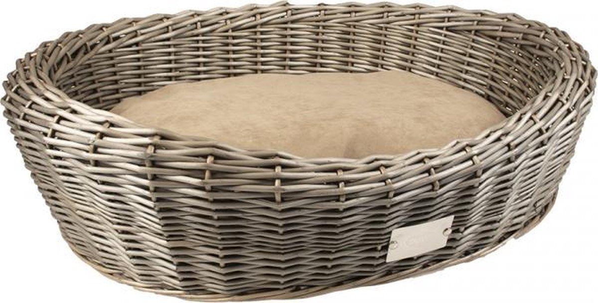 Hondenmand - Provence Rieten Mand - Ovaal & Kussen - 90x71x23cm