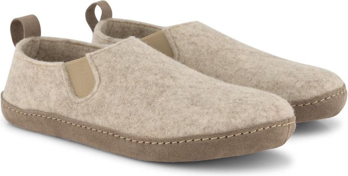 Travelin' In-Home Heren Sloffen - Wollen Pantoffels - Suede zool - Beige - Maat 46