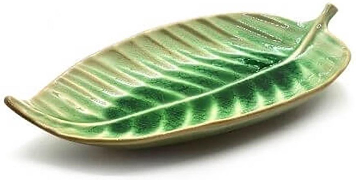 Schaal bladvorm – Serveerschaal – Presenteerschaal – Tapasservies – Tapasschaal – Hapjesschaal – Groen 21 cm (2 stuks)