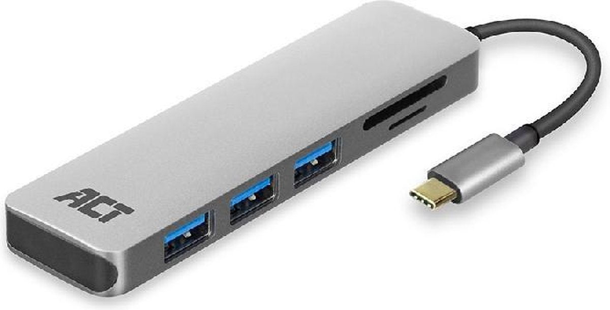 ACT USB C Hub met 3x USB 3.0 en kaartlezer