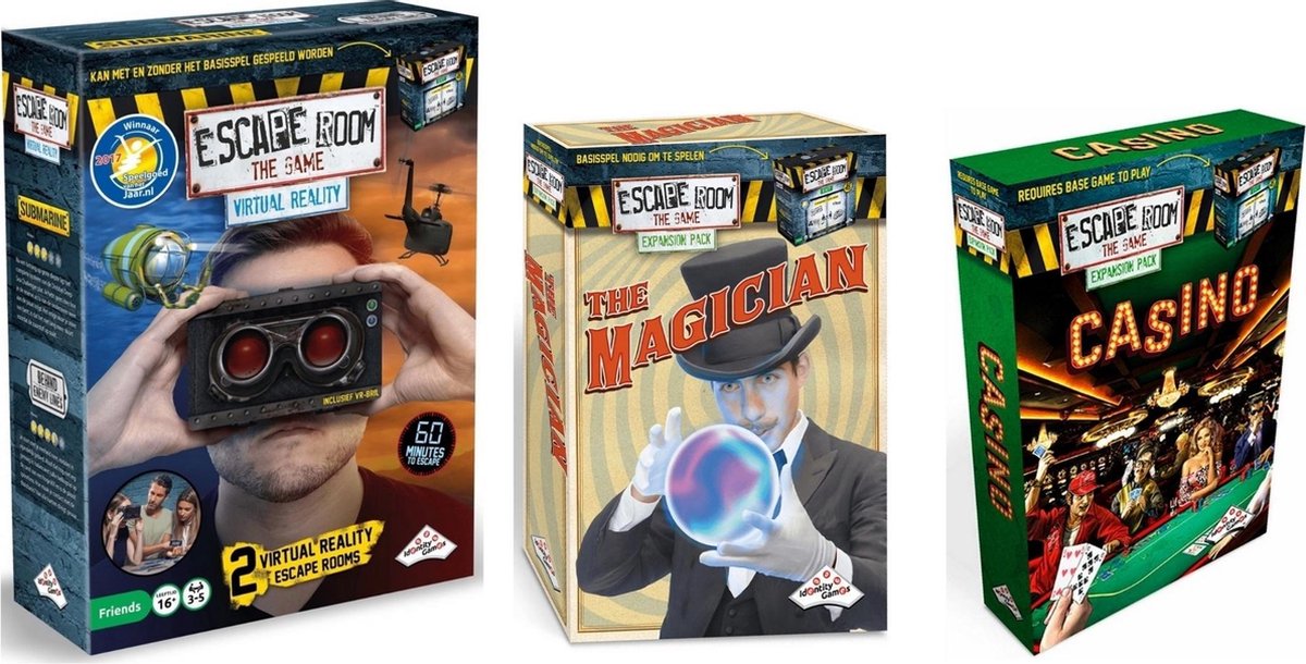 Escape Room Uitbreidingsbundel - 3 Stuks - Virtual Reality VR & Casino & The Magician
