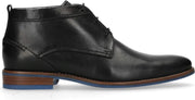 Manfield - Heren - Zwarte leren veterboots - Maat 43