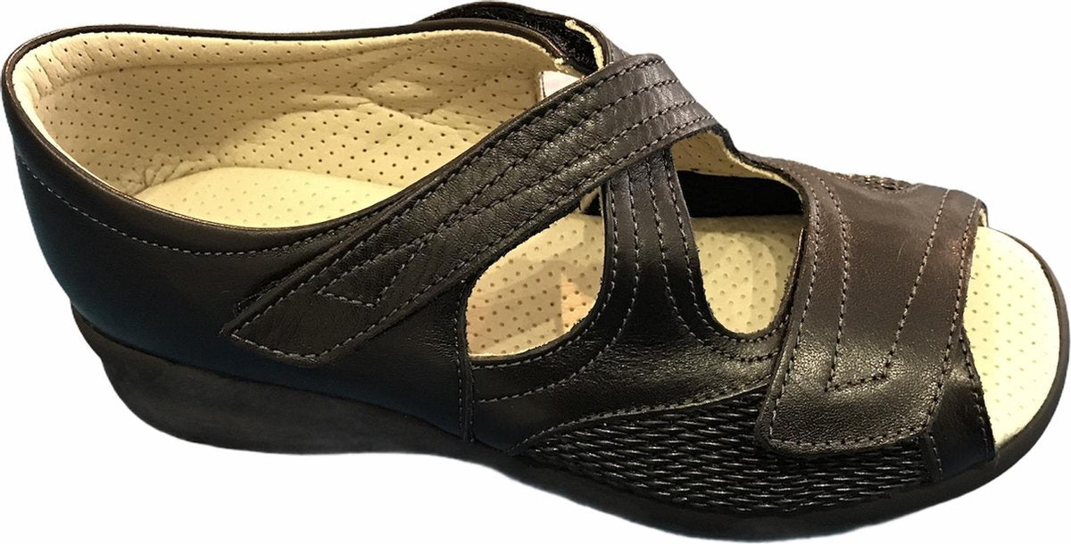 Podowell 3 velcro gesloten hiel lederen comfort sandalen Madison zwart mt 36