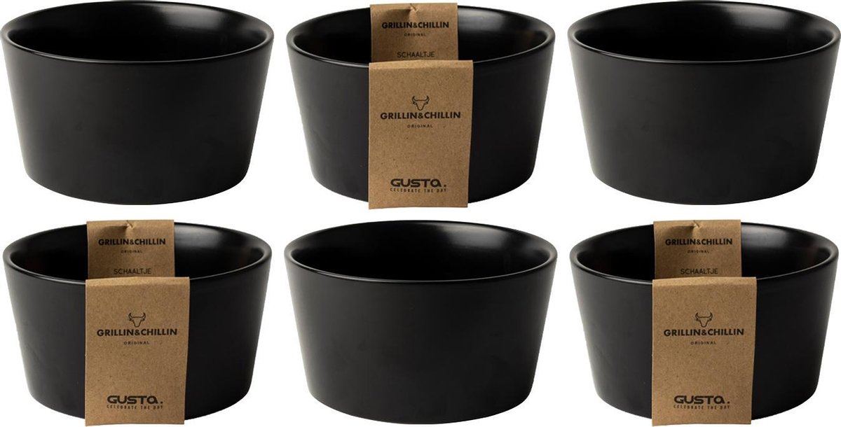 Schaaltje Ø 13x7cm Zwart - set 6 stuks