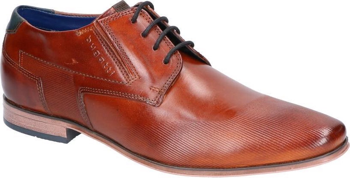 Bugatti Cognac Geklede Veterschoenen Heren 40