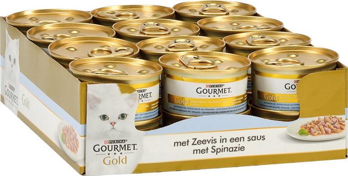 Gourmet Gold Luxe Mix - Kattenvoer Zeevis & Spinazie - 24 x 85 g