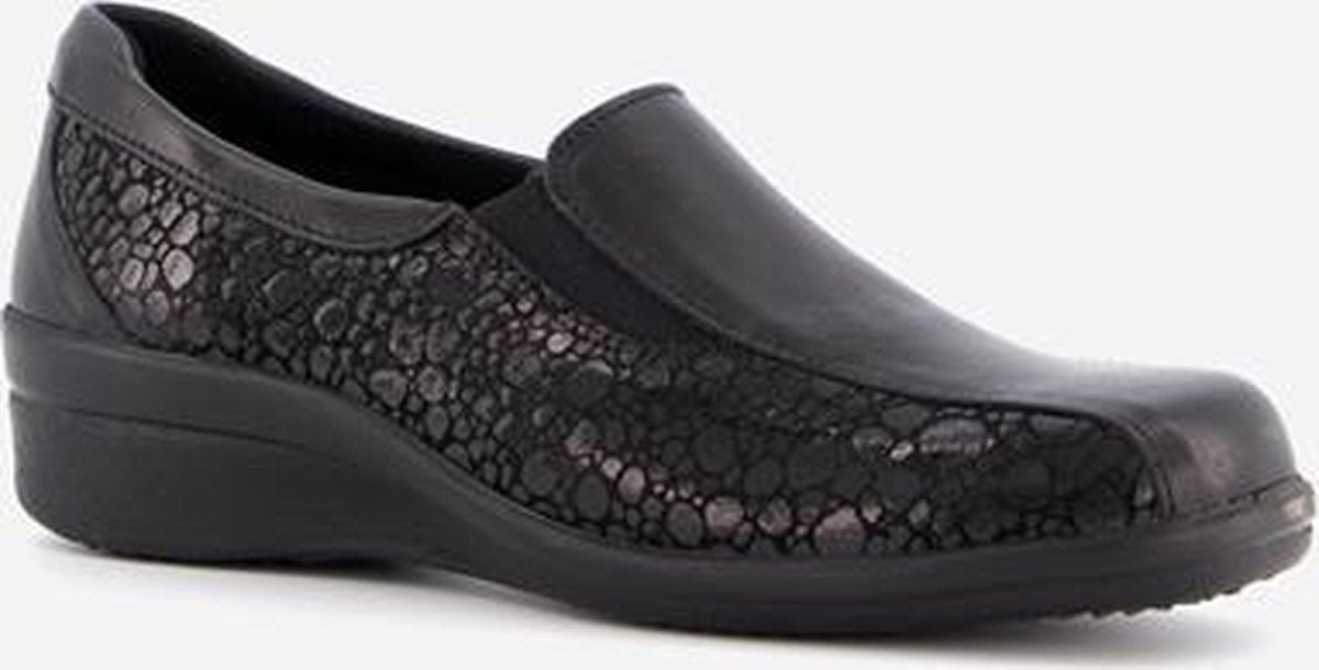 Natuform leren dames lak instappers - Zwart - Maat 40