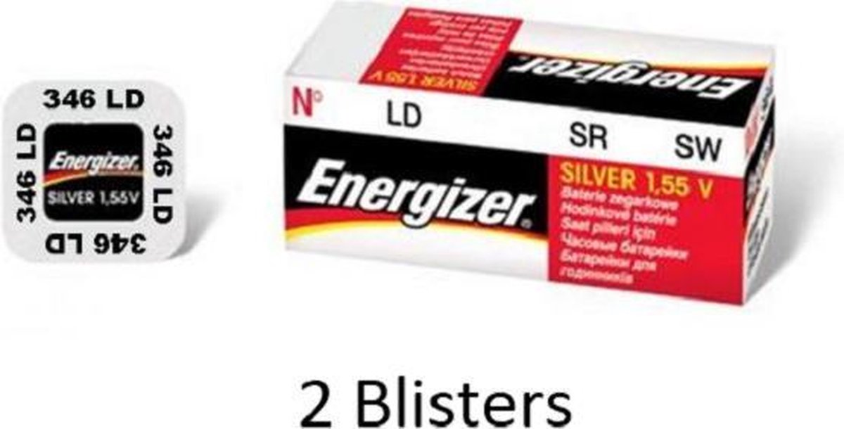 2 stuks (2 blisters a 1 stuk) Energizer 346 knoopcel batterij Zilver-oxide (S) 1