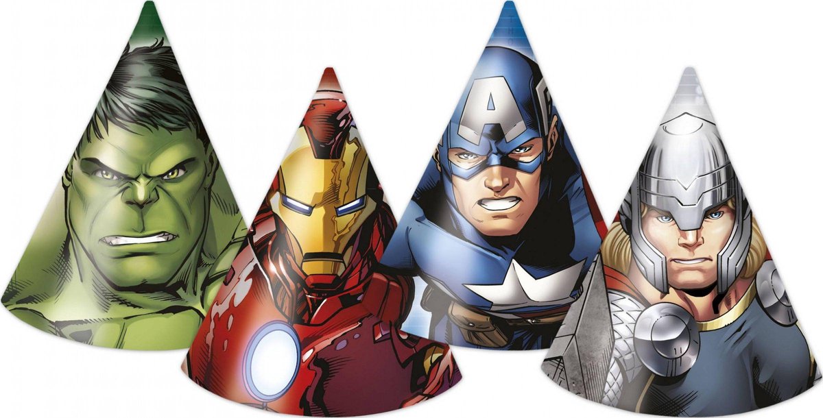 PROCOS - Set van 6 feesthoedjes The Avengers - Decoratie > Feesthoedjes