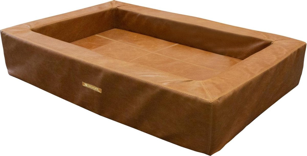 Wooff Mand Orthopedisch Pu-Leer Cognac - Hondenmand - 70x100x20 cm