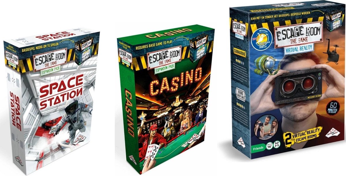 Escape Room Uitbreidingsbundel - 3 Stuks - Virtual Reality VR & Space Station & Casino