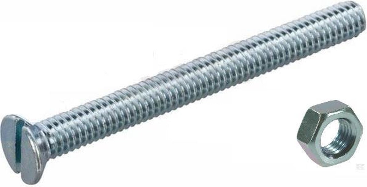 Metaalschroef + Moer Pk M4 12 mm Verzinkt