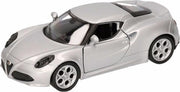 Speelgoed modelauto zilveren Alfa Romeo 4C 2013 auto 12 cm
