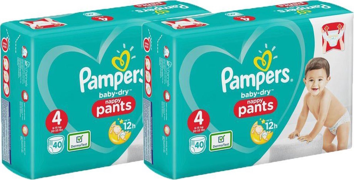 Pampers - Baby Dry Pants - Luiers Maat 4 (9-15 kg) - 2 x  40 (80) stuks