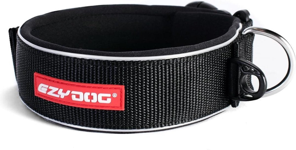 EzyDog Neo Wide - Brede Hondenhalsband (53-61cm) - Zwart - XL