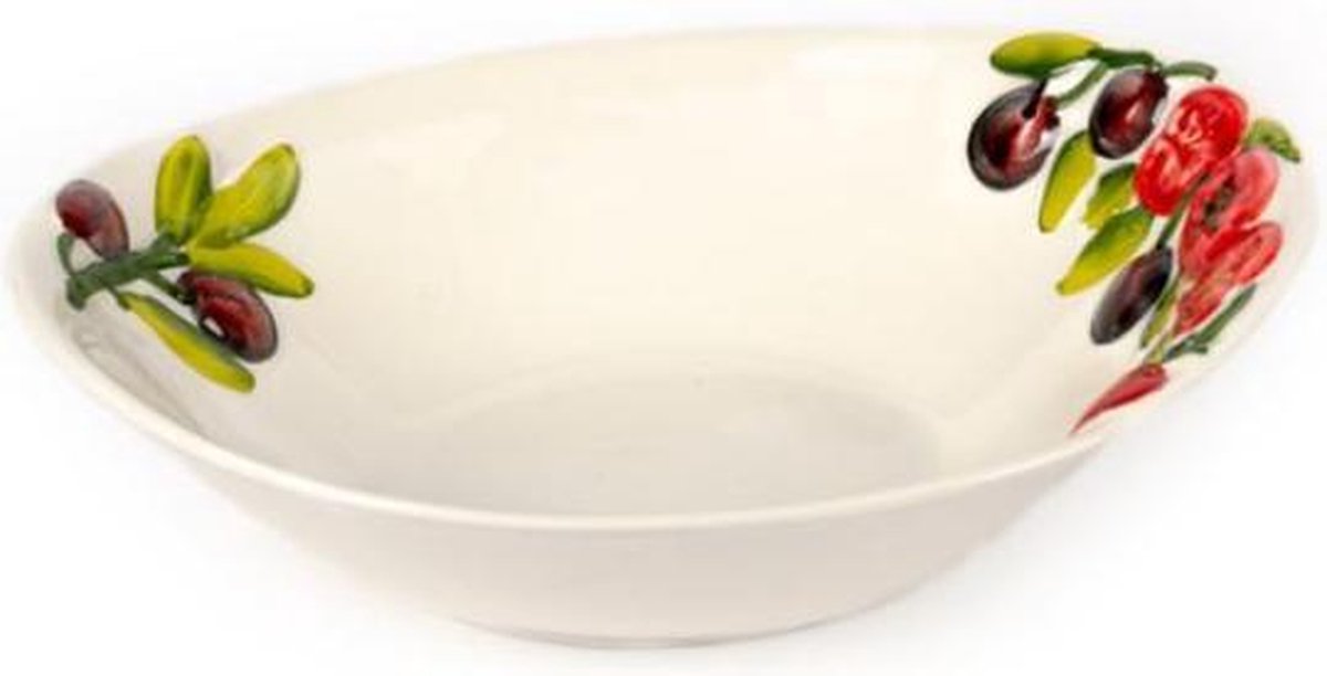 Schaal met tomaat en olijven relief 23 x 18 cm | P011 | Piccobella
