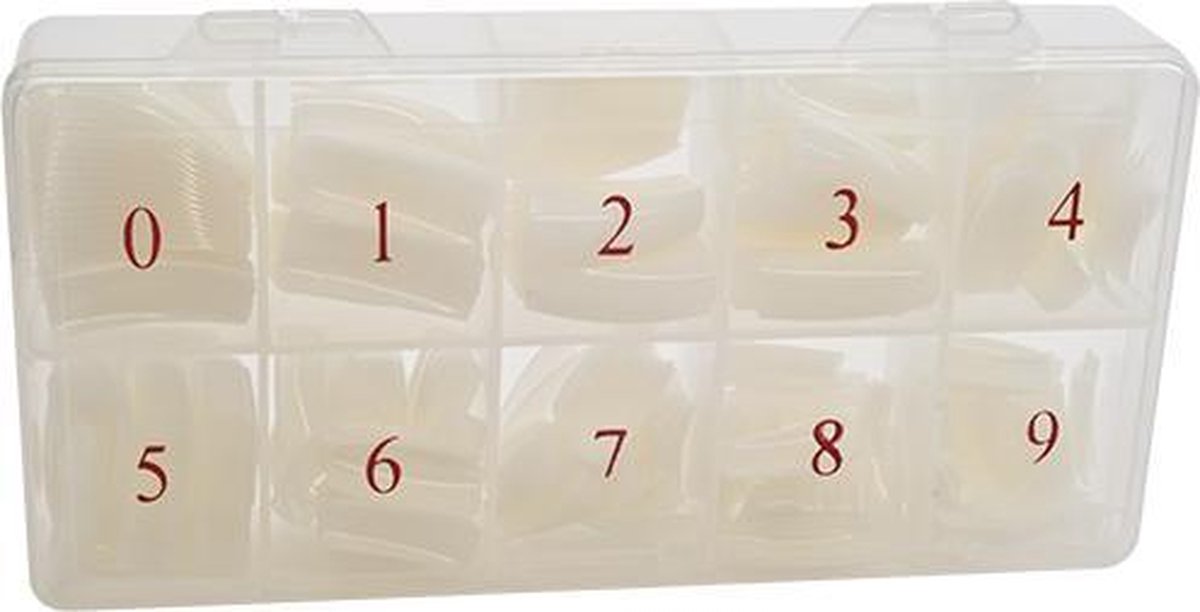 Nageltips met kort opzet stuk en tiplijm extra strong - box 500 st - tips- nageltip - kunstnagels - verleng tips - Tipbox
