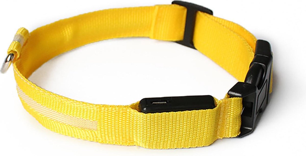 PetSpace | Hondenhalsband | Lichtgevend | Geel | Verstelbaar | Led | Oplaadbaar met USB