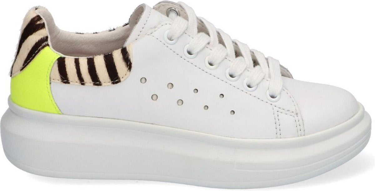Braqeez Alba Alex Meisjes Lage Sneakers - Wit - Leer - Veters