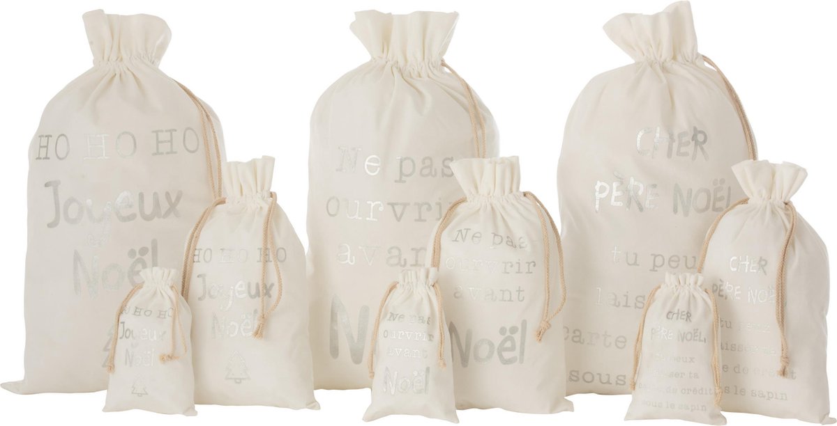 J-Line Zak Kerst Frans Velvet Wit Large Assortiment Van 3