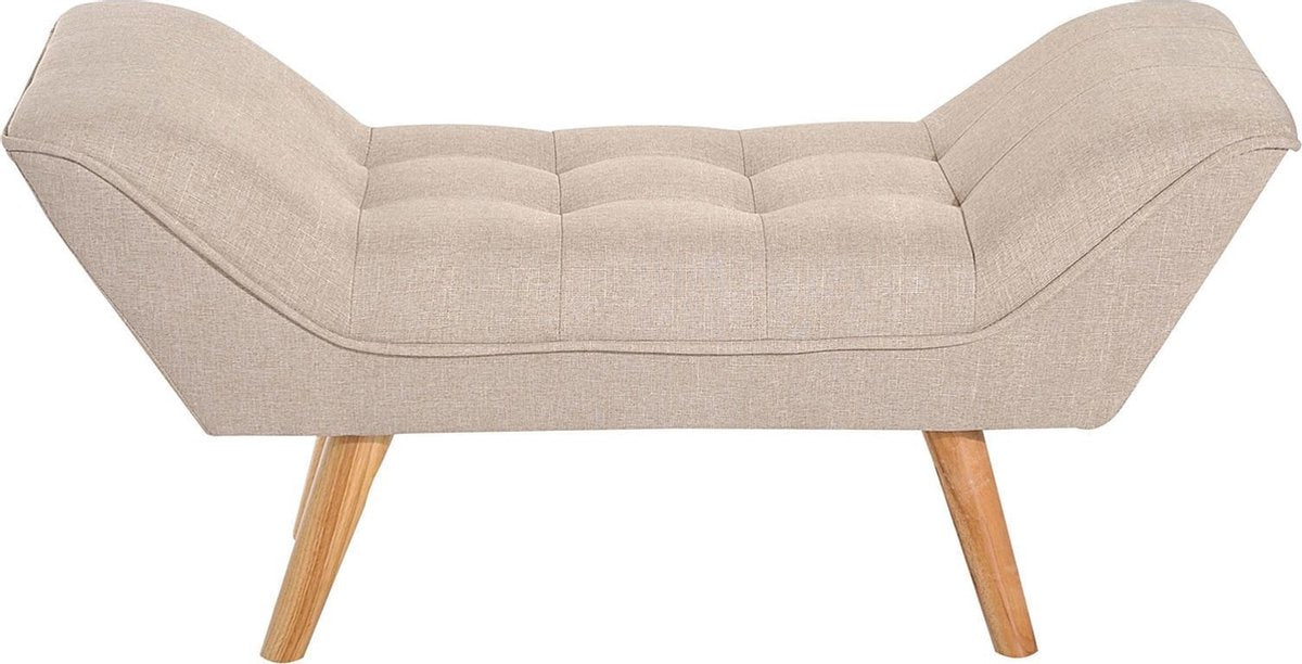 HOMCOM Zitbankje retro beige met houten pootjes 117 x 46 x 55cm