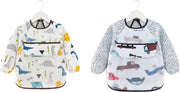 MINIIYOU Slabbetjes duo pack - Dinosaurus - Auto's - Met Lange Mouwen En Opvangbakje