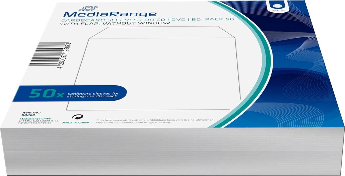 MediaRange BOX68 CD-doosje Opbergmap/sleeve 1 schijven Wit