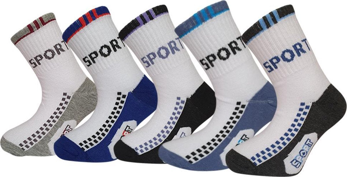 Set Saffiro kinder sportsokken in diverse kleuren 35/38 5 paar