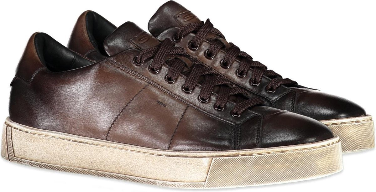 Santoni Sneaker Bruin Bruin  - Maat 44 - Heren - Herfst/Winter Collectie - Leer