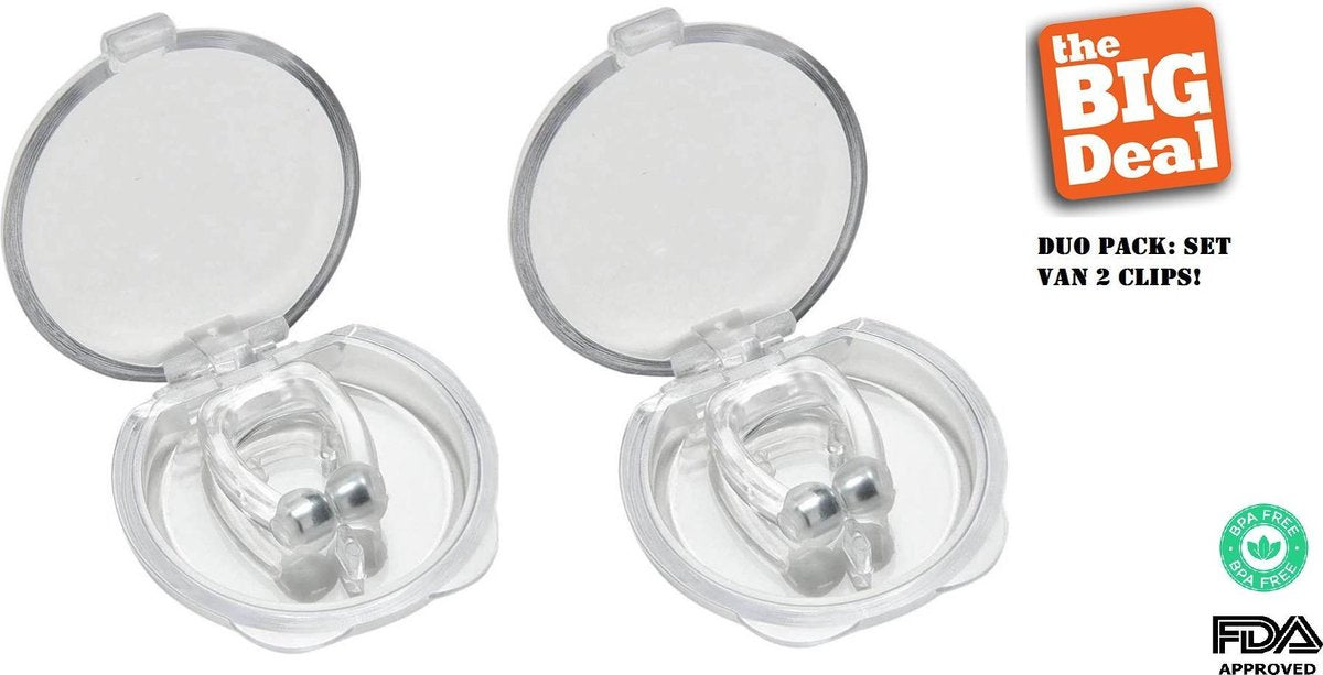 Silicone Anti Snurken Neusklem  - Slaaphulp Snurken Droge Mond Hulpademing - DUO Set