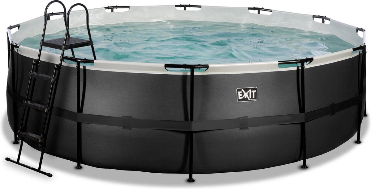 EXIT Black Leather zwembad ø488x122cm met filterpomp - zwart