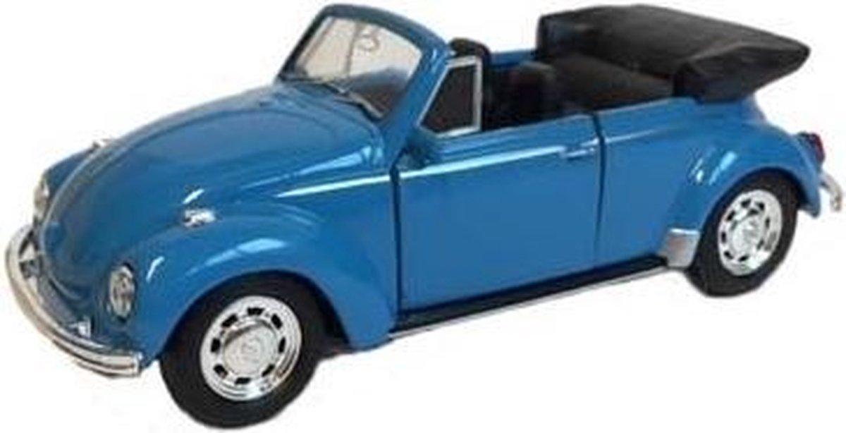 Speelgoed Volkswagen Kever blauwe cabrio auto 12 cm