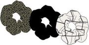 Sarlini Haarelastiek Scrunchies Zwart / Olive | 3 stuks