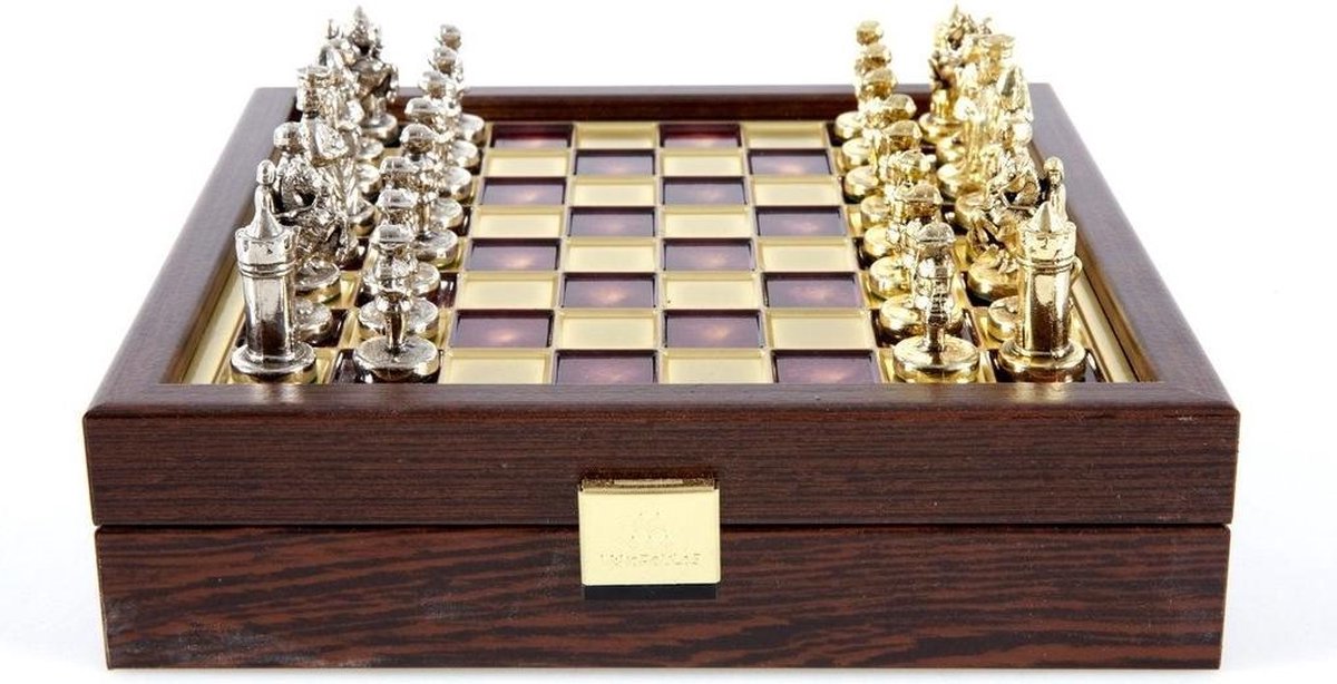 Byzantijns Schaakspel - Bord - Stukken - Kist - 20x20 cm  Top Kwaliteit