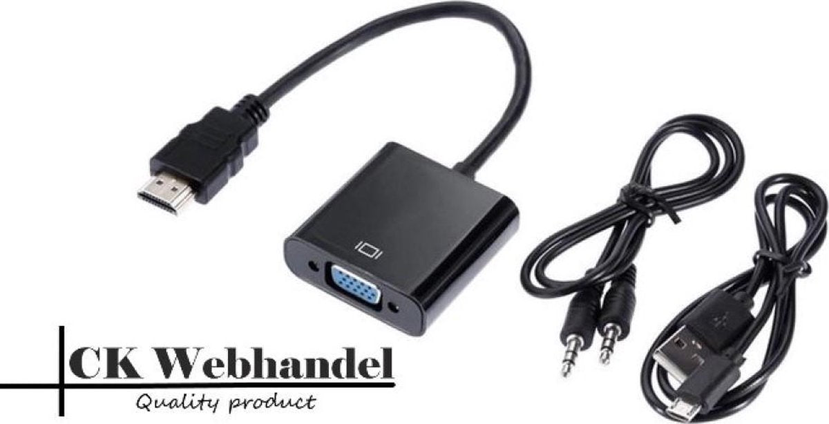 Universele HDMI Naar VGA Adapter Converter  met 3.5MM Jack AUX & USB Voeding Kabel | Analoog Naar Digitaal Video Omvormer | Male To Female |1080 P Full HD