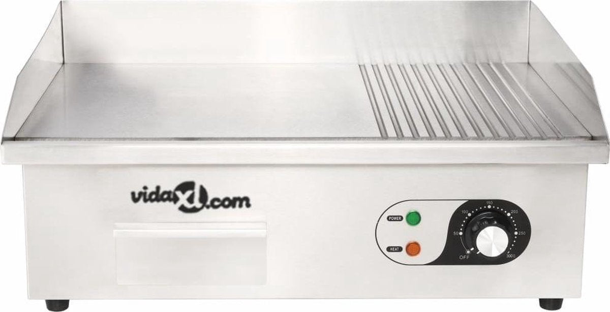 vidaXL Elektrische bakplaat 3000 W 54x41x24 cm roestvrij staal