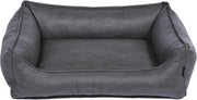 snObbs Buffalo S Hondenmand - Hypoallergene Hondenbank - Makkelijk Schoon te Maken Hondenkussen – Lederlook Design Hondenbed – 75 x 55 x 20 – Grijs