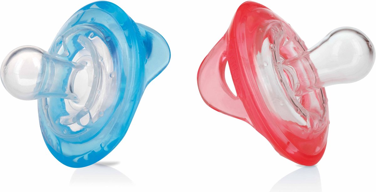Nûby - 2 Natural Flex™ Cherry Fopspenen - Blauw & Rood - 0-6m