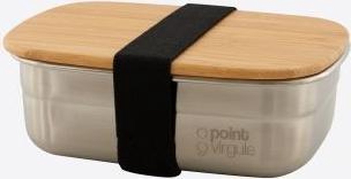 Point Virgule lunchbox uit rvs met deksel bamboe 450ml