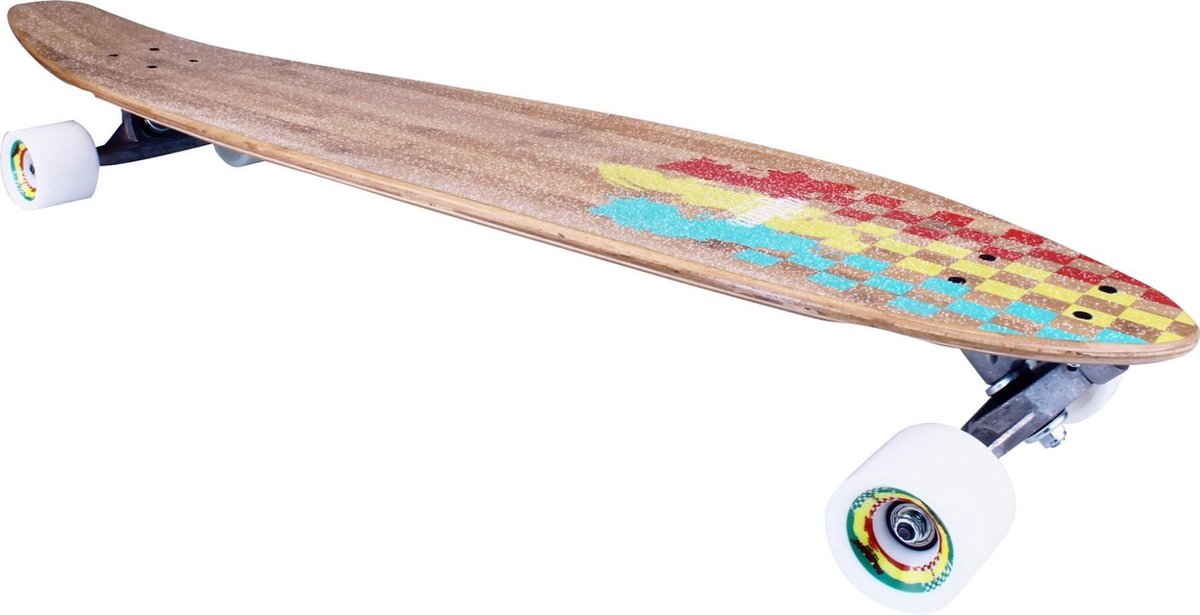 "Nijdam Pro-line Longboard 42"" Kicktail Bamboo - Rasta Revolution - Rood/Geel/Groen"