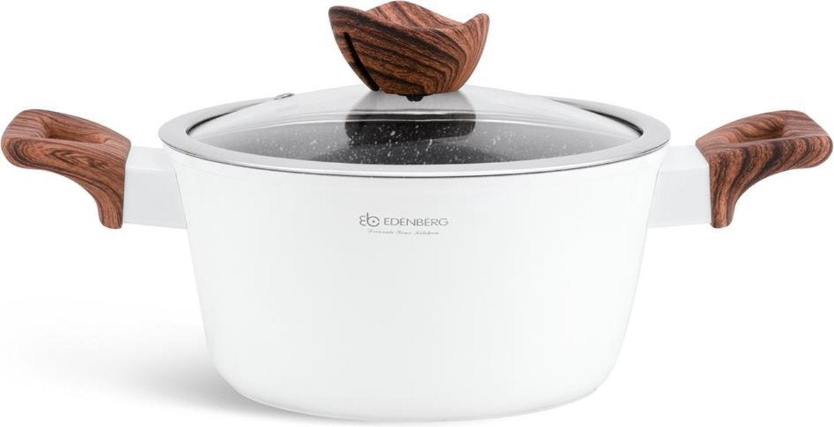 Edënbërg White Line - Luxe Aluminium Kookpan met Deksel - Ø 20 cm
