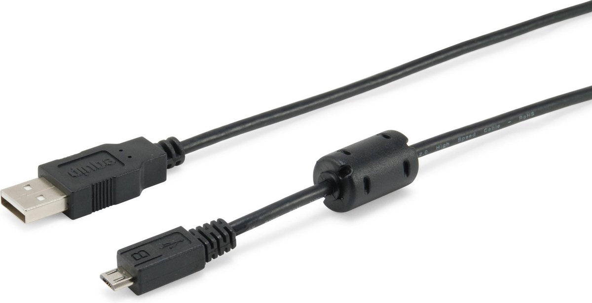 Equip 128596 USB-kabel 1 m USB 2.0 USB A Micro-USB B Zwart