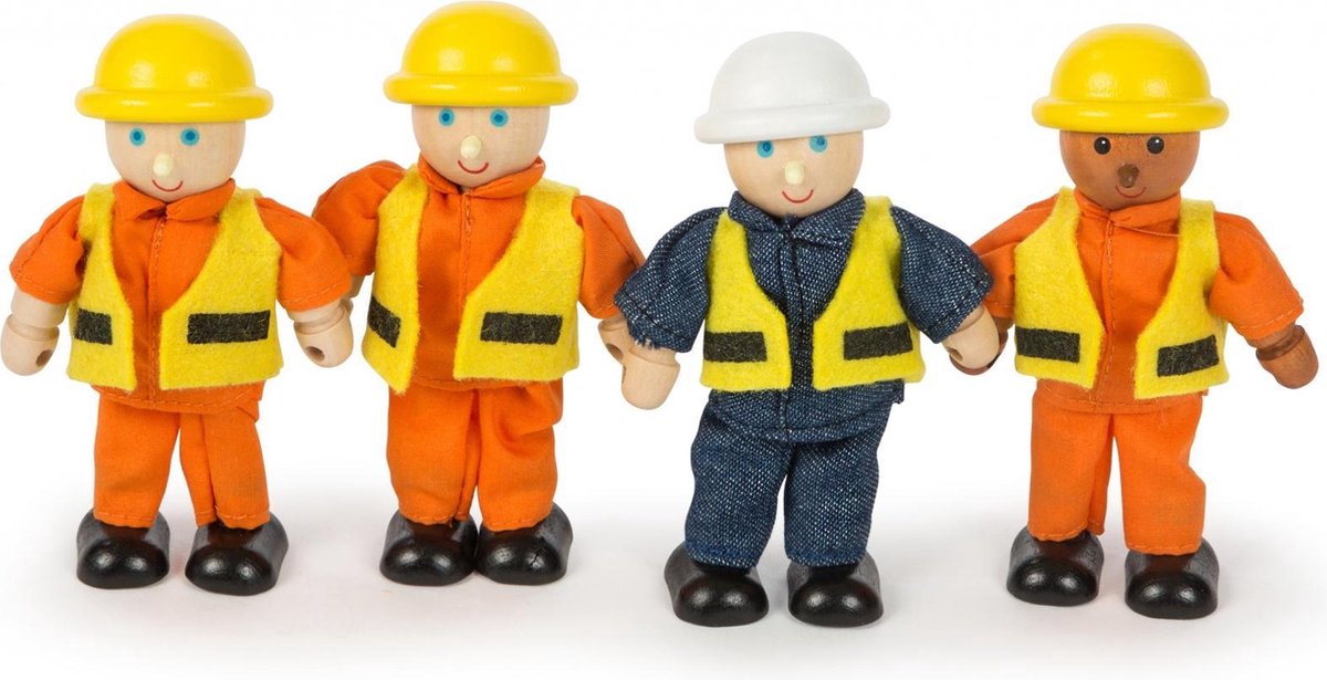 Tidlo Houten Poppetjes Bouwvakkers Set Van 4