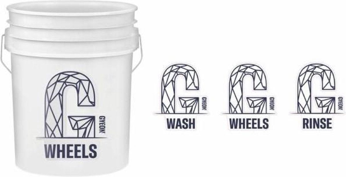 BUCKET EMMER SET X3 + GYEON STICKERSET RINSE - WASH - WHEELS