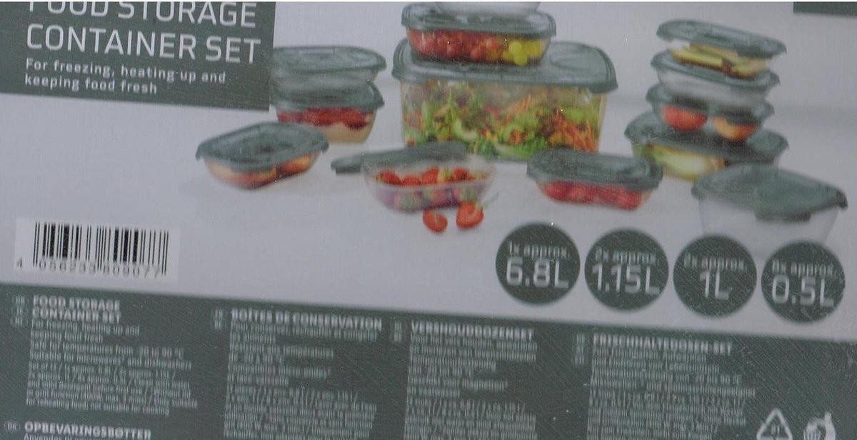 13 delige set food storage containerset / voor koud
