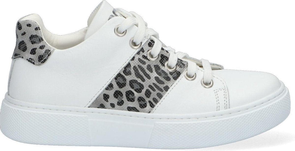 Braqeez 420294-500 Meisjes Lage Sneakers - Wit - Leer - Veters