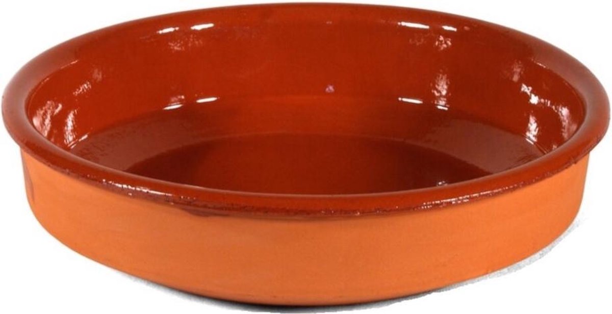 1x Tapas schalen bruin/ terracotta 28 cm - Tapas serveerschalen/borden