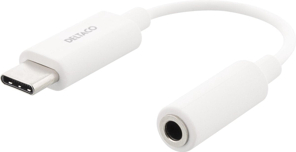Deltaco USBC-1145 tussenstuk voor kabels USB Type-C 4-pin 3.5mm Wit