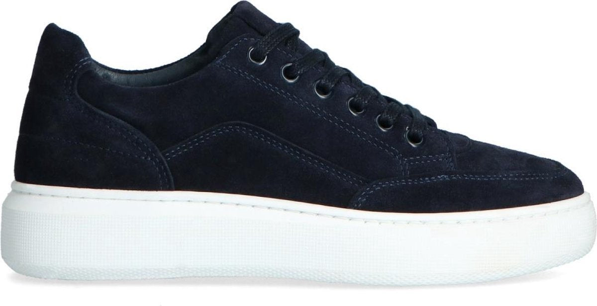 Manfield - Dames - Donkerblauwe suède sneakers - Maat 37